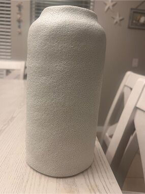 RAZ Imports Tall White Textured Ceramic Vase 11”